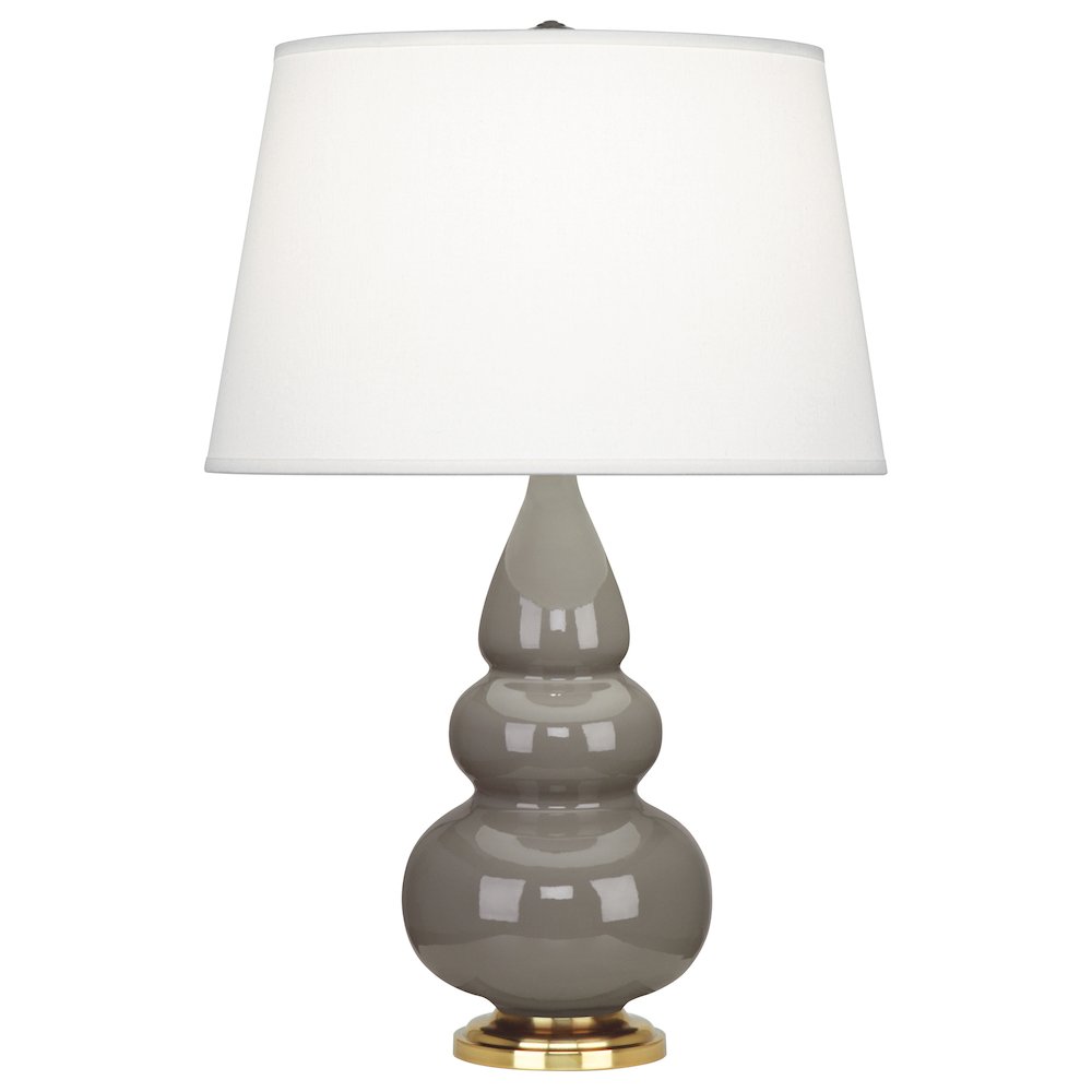 Smokey Taupe Small Triple Gourd Accent Lamp in Smoky Taupe Glazed Ceramic Color. Picture 1