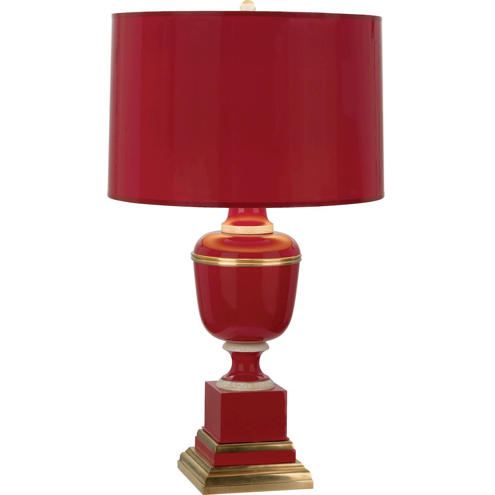 Annika Accent Lamp in Red Lacquered Paint And Natural Brass Color. Picture 1