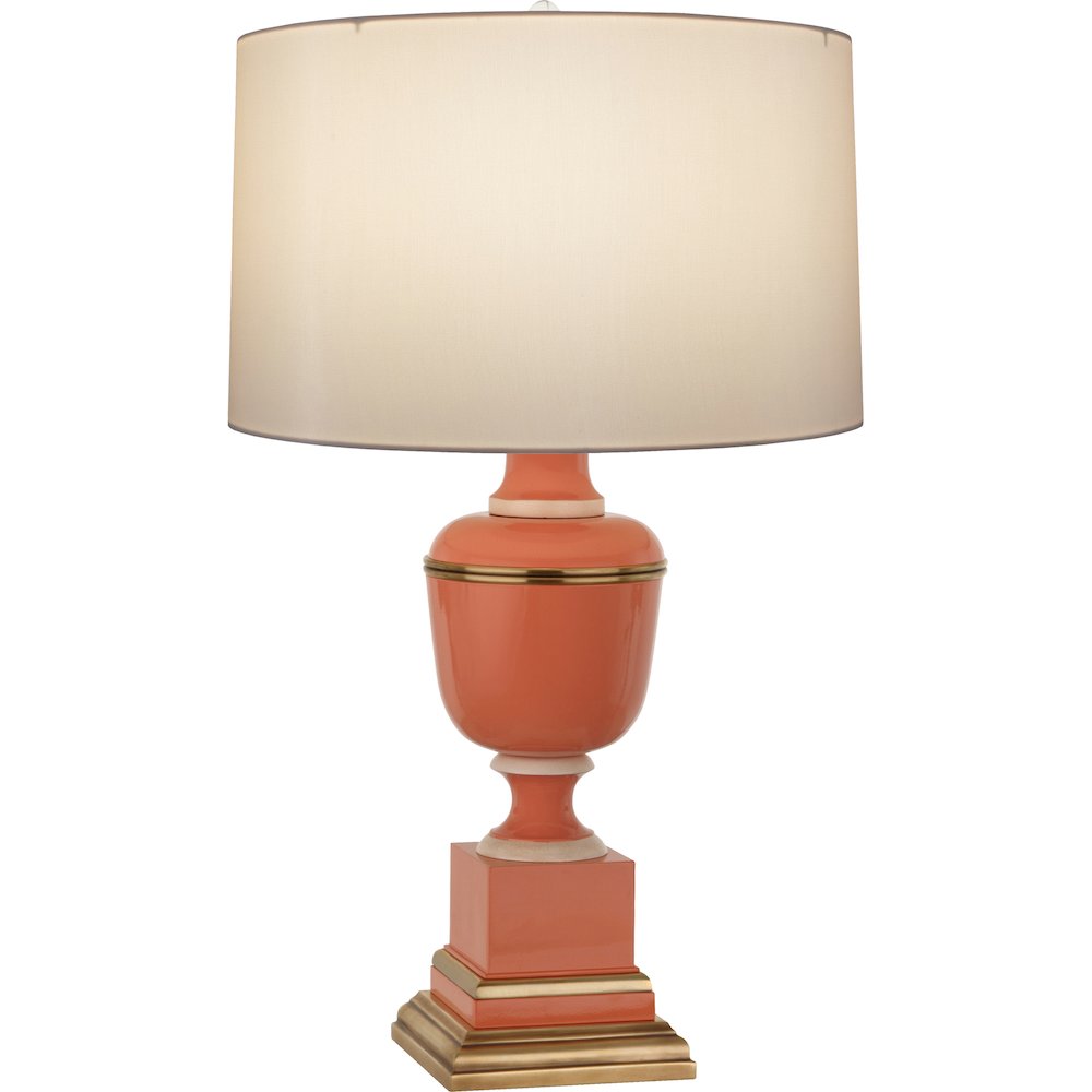 Annika Accent Lamp in Tangerine Lacquered Paint And Natural Brass Color. Picture 1