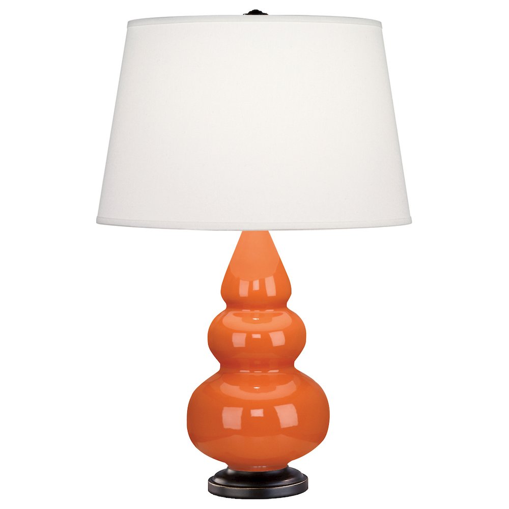 Pumpkin Small Triple Gourd Accent Lamp in Pumpkin Glazed Ceramic Color. Picture 1