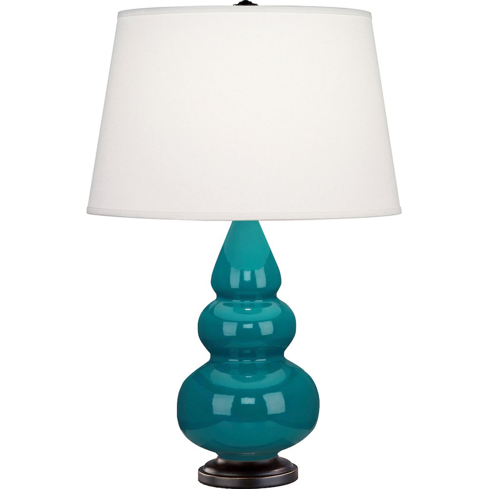 Peacock Small Triple Gourd Accent Lamp in Peacock Glazed Ceramic Color. Picture 1