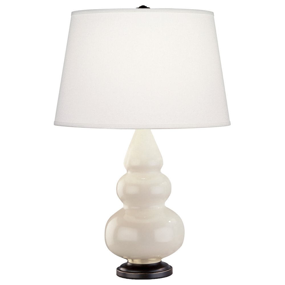 Bone Small Triple Gourd Accent Lamp in Bone Glazed Ceramic Color. Picture 1