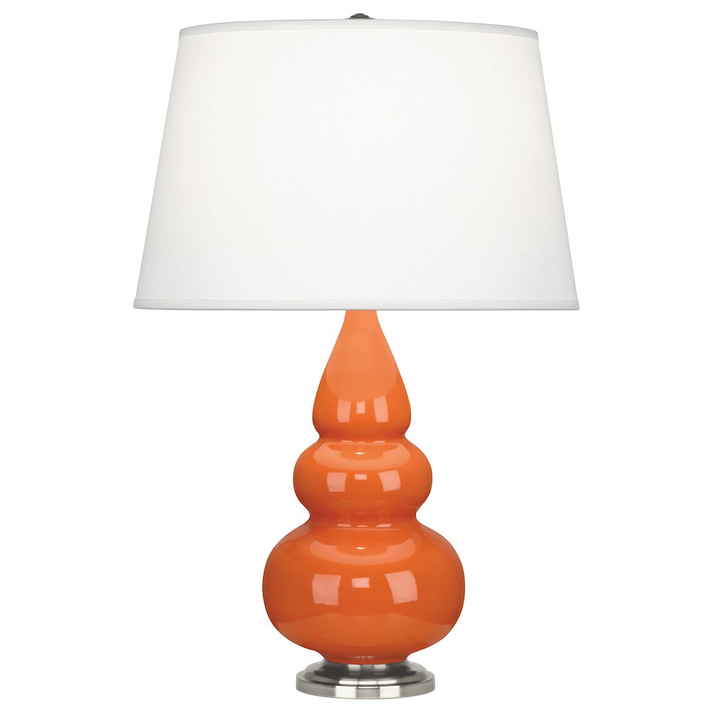 Pumpkin Small Triple Gourd Accent Lamp in Pumpkin Glazed Ceramic Color. Picture 1