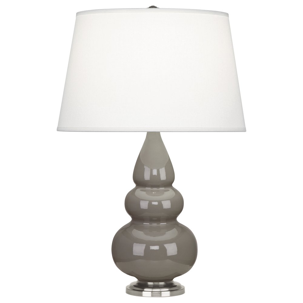 Smokey Taupe Small Triple Gourd Accent Lamp in Smoky Taupe Glazed Ceramic Color. Picture 1
