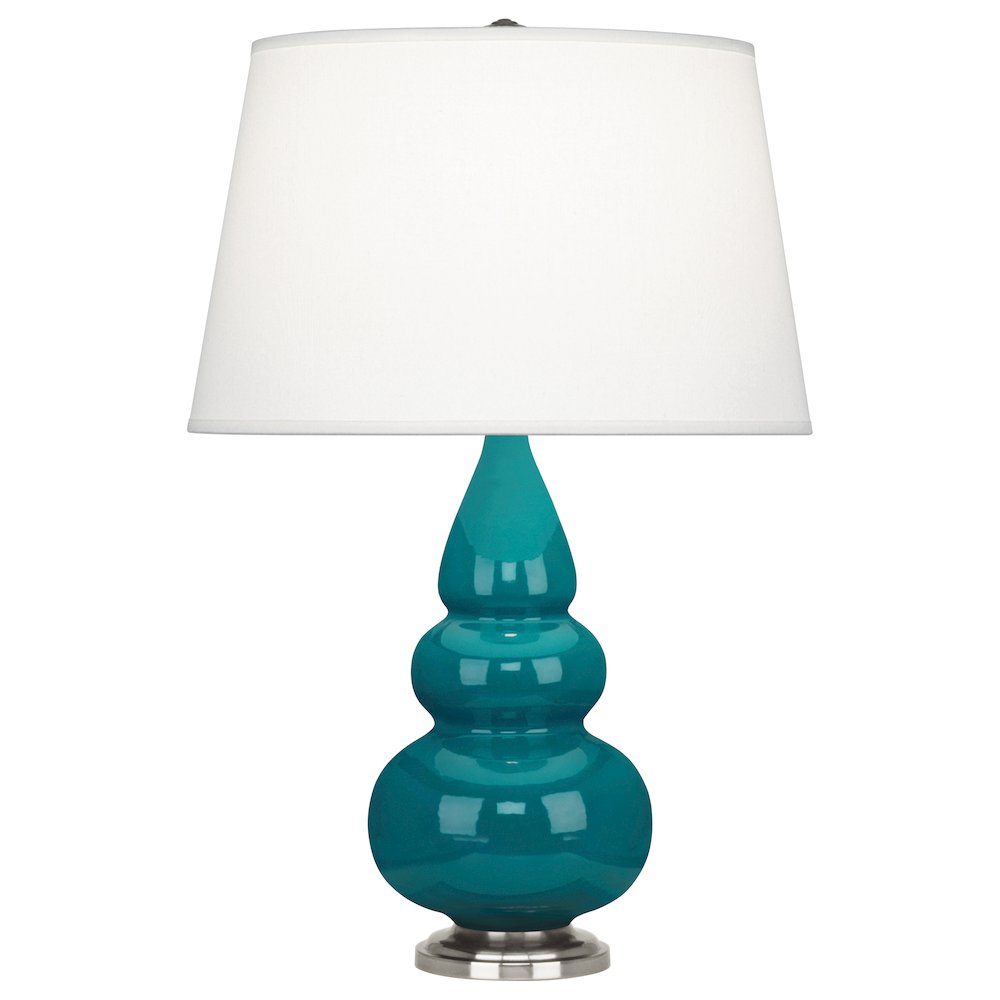 Peacock Small Triple Gourd Accent Lamp in Peacock Glazed Ceramic Color. Picture 1