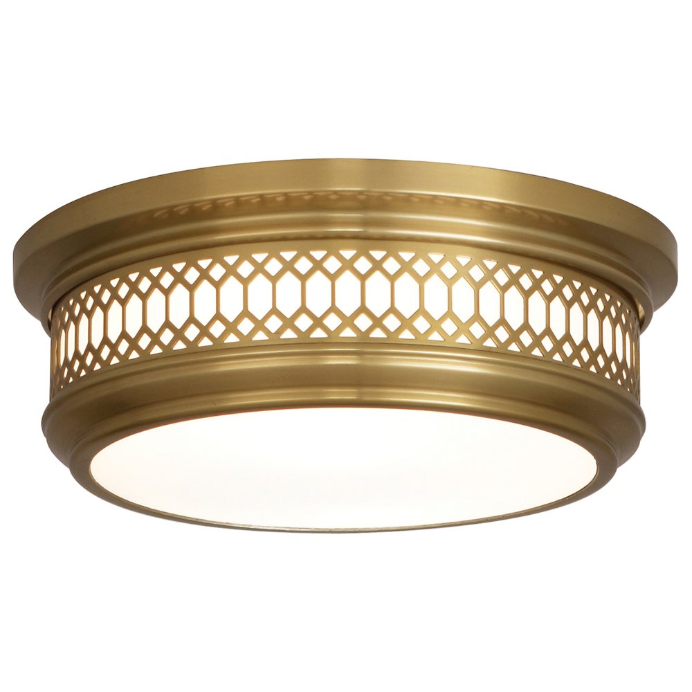 Williamsburg Tucker Flushmount in Antique Brass Color. Picture 1