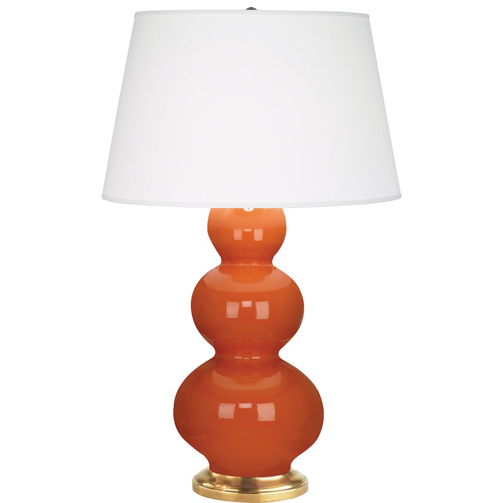 Pumpkin Triple Gourd Table Lamp in Pumpkin Glazed Ceramic Color. Picture 1