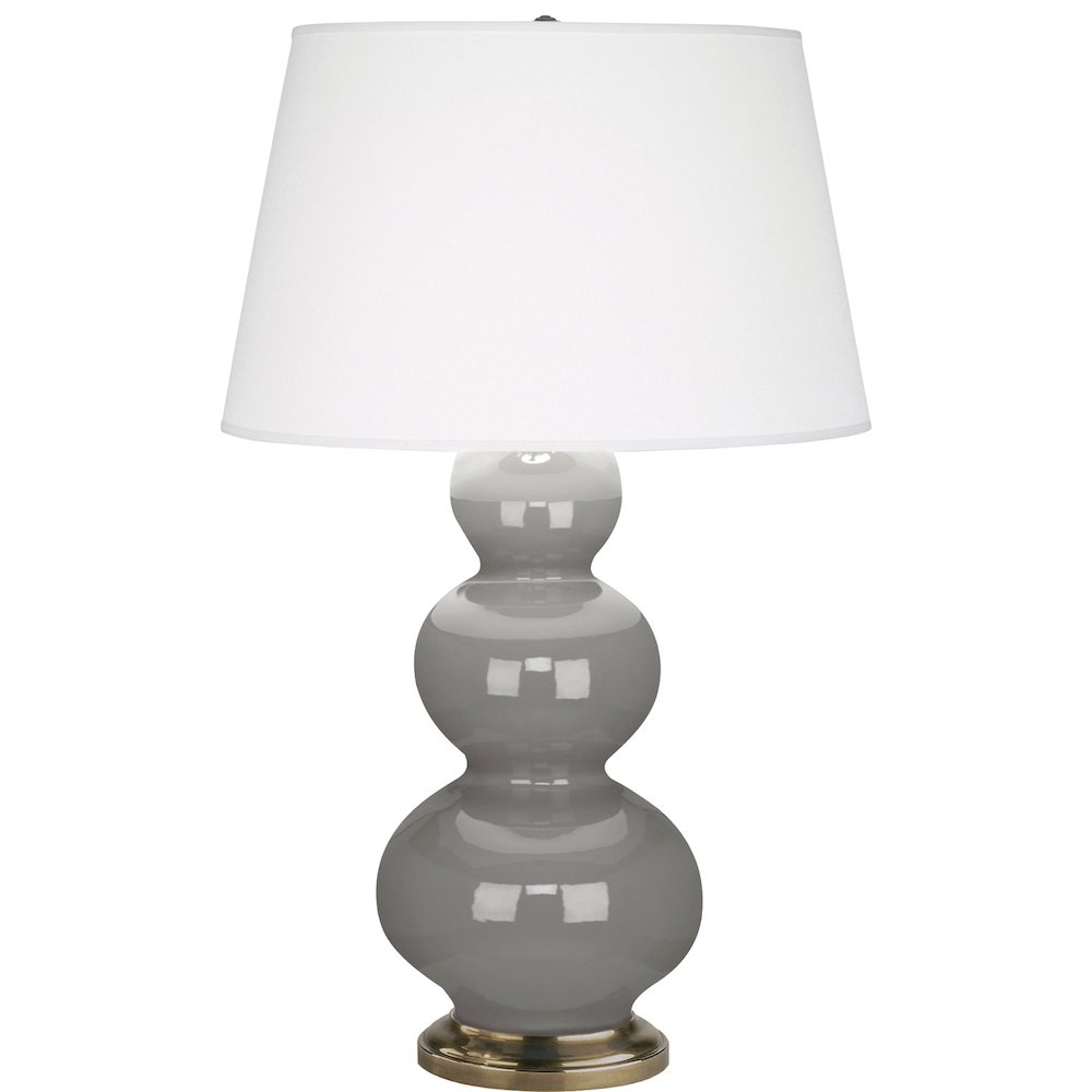 Smokey Taupe Triple Gourd Table Lamp in Smoky Taupe Glazed Ceramic Color. Picture 1