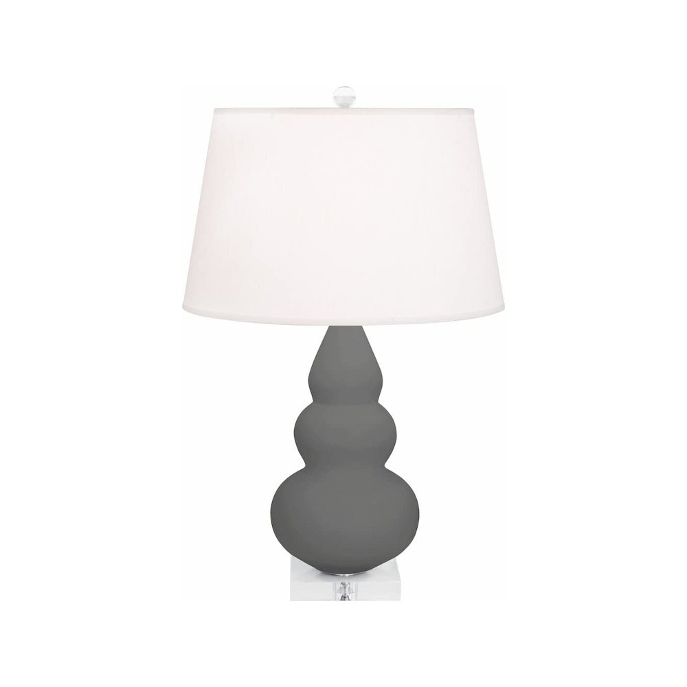 Matte Ash Small Triple Gourd Accent Lamp in Matte Ash Glazed Ceramic Color. Picture 2