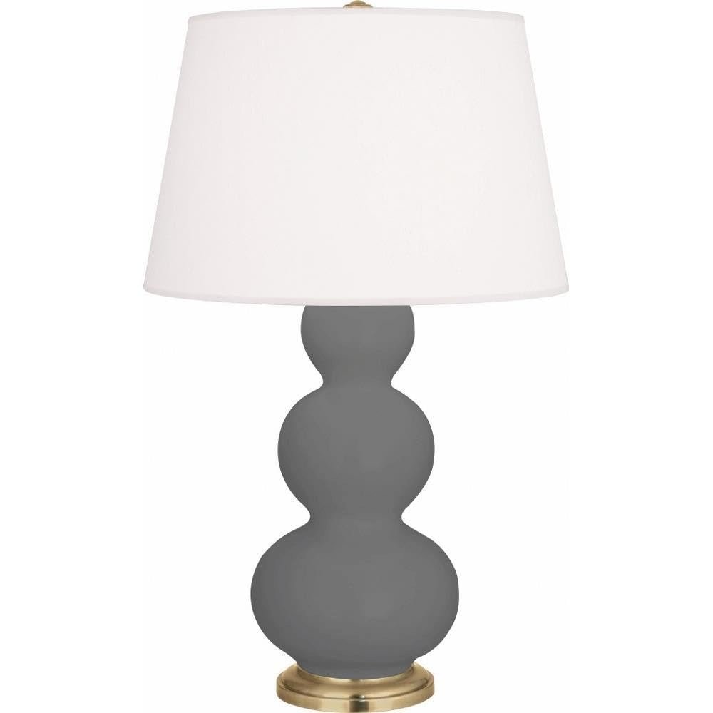 Matte Ash Triple Gourd Table Lamp in Matte Ash Glazed Ceramic Color. Picture 1