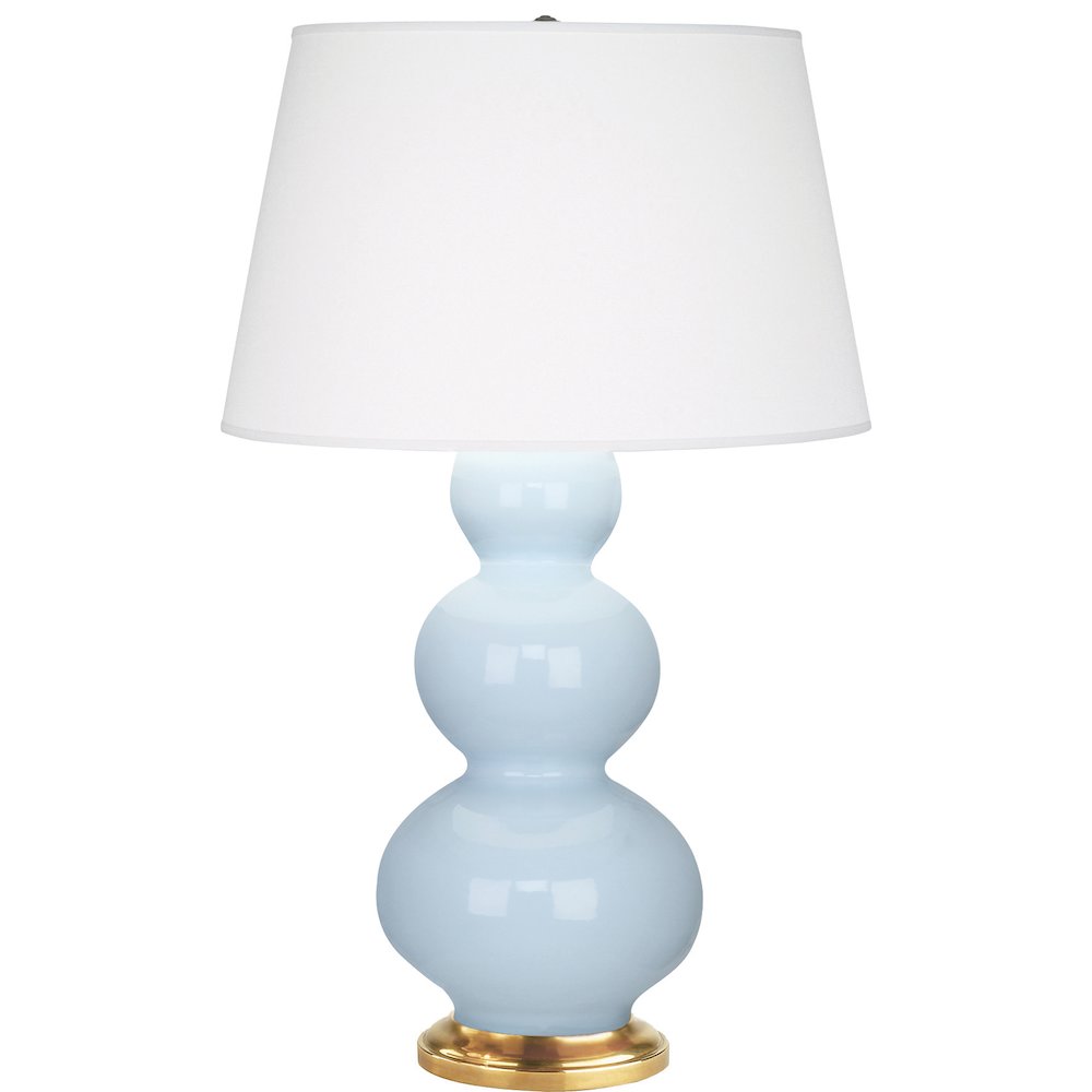 Baby Blue Triple Gourd Table Lamp in Baby Blue Glazed Ceramic Color. Picture 1
