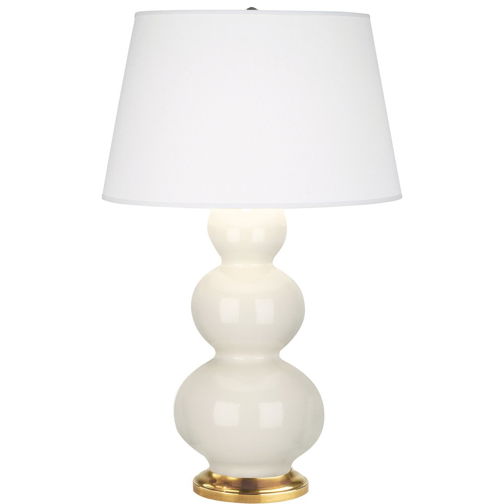 Bone Triple Gourd Table Lamp in Bone Glazed Ceramic Color. Picture 1