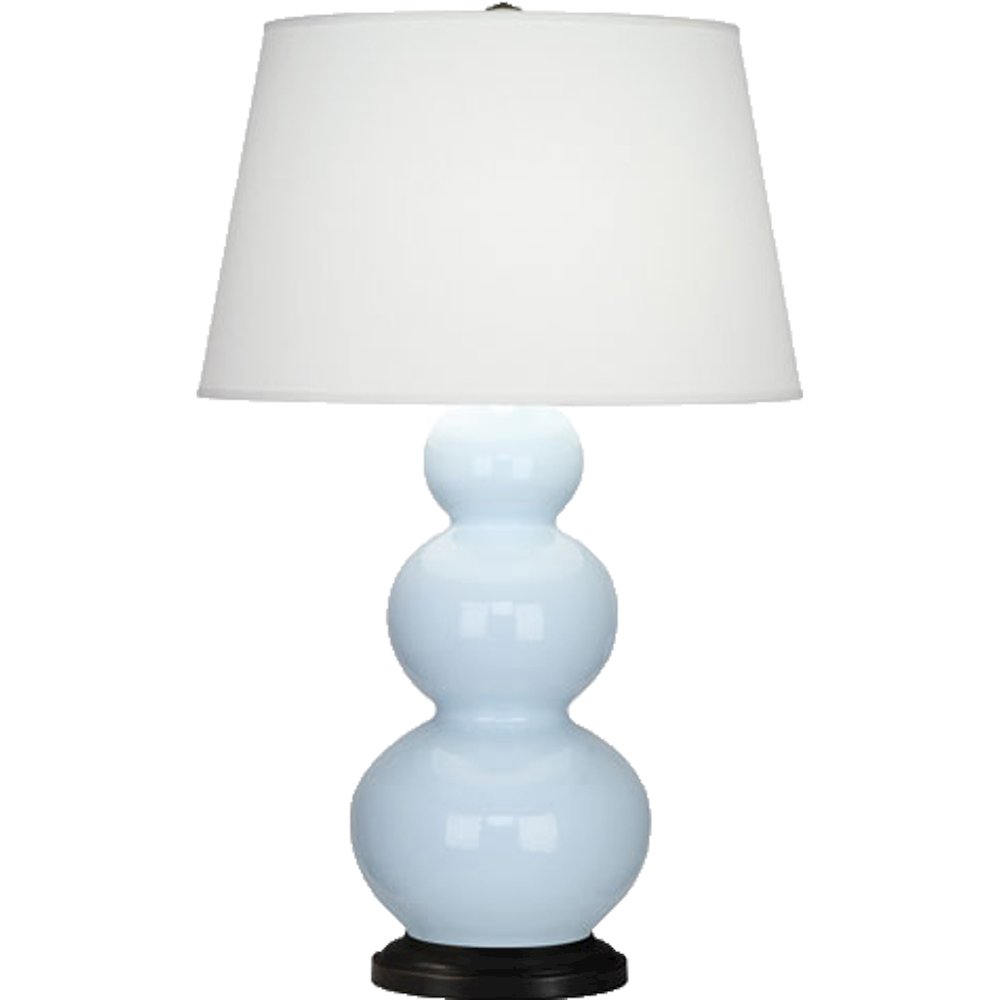 Baby Blue Triple Gourd Table Lamp in Baby Blue Glazed Ceramic Color. Picture 1