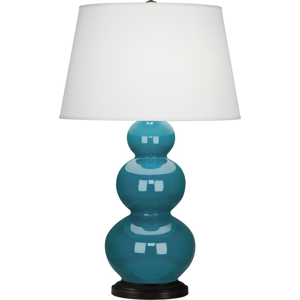 Peacock Triple Gourd Table Lamp in Peacock Glazed Ceramic Color. Picture 1