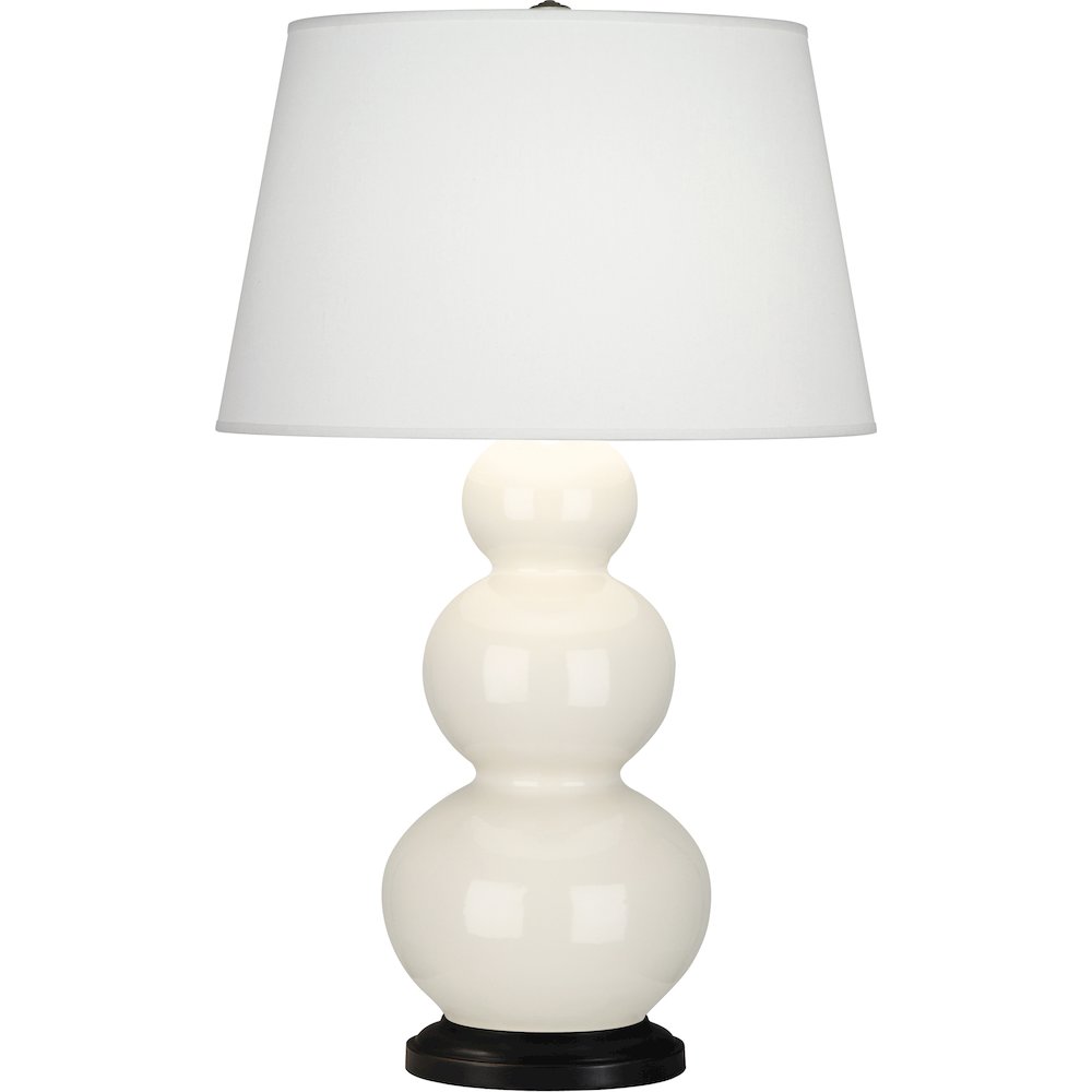 Bone Triple Gourd Table Lamp in Bone Glazed Ceramic Color. Picture 1