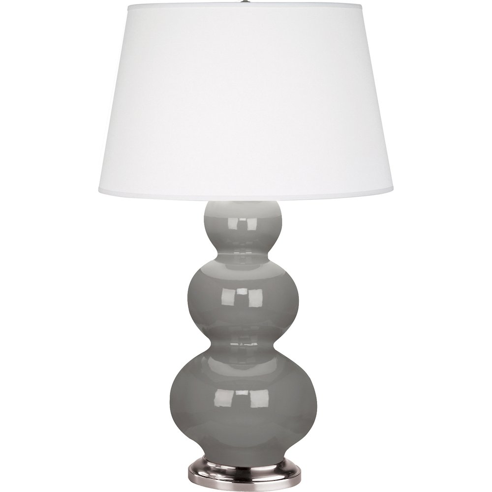 Smokey Taupe Triple Gourd Table Lamp in Smokey Taupe Glazed Ceramic Color. Picture 1