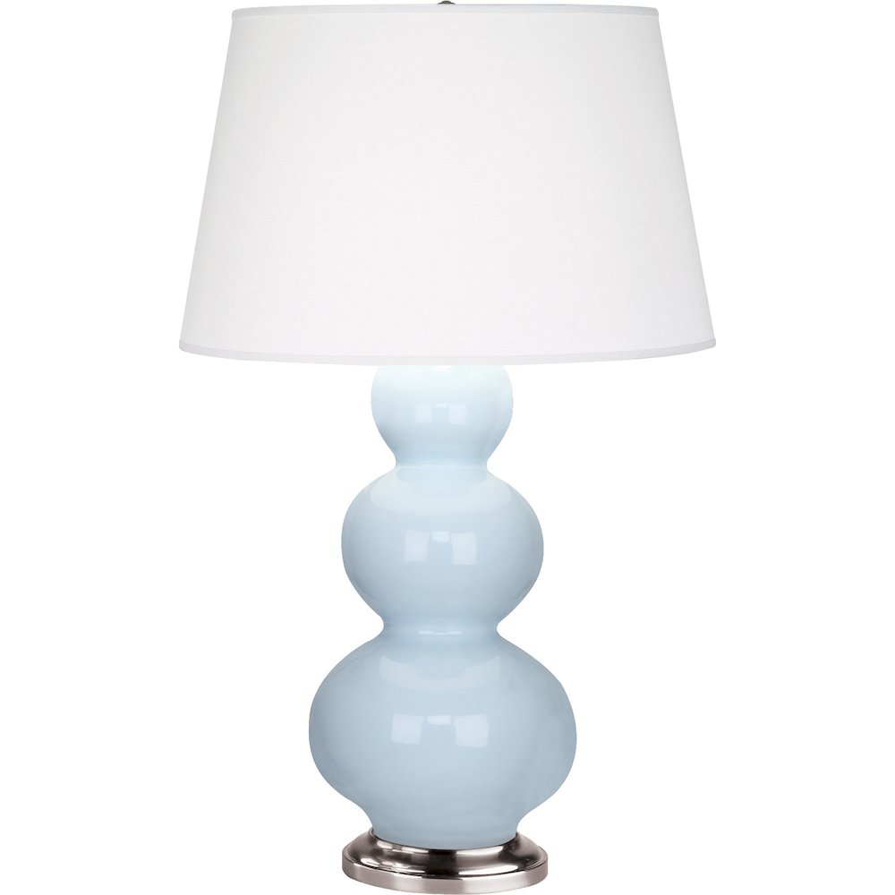 Baby Blue Triple Gourd Table Lamp in Baby Blue Glazed Ceramic Color. Picture 1