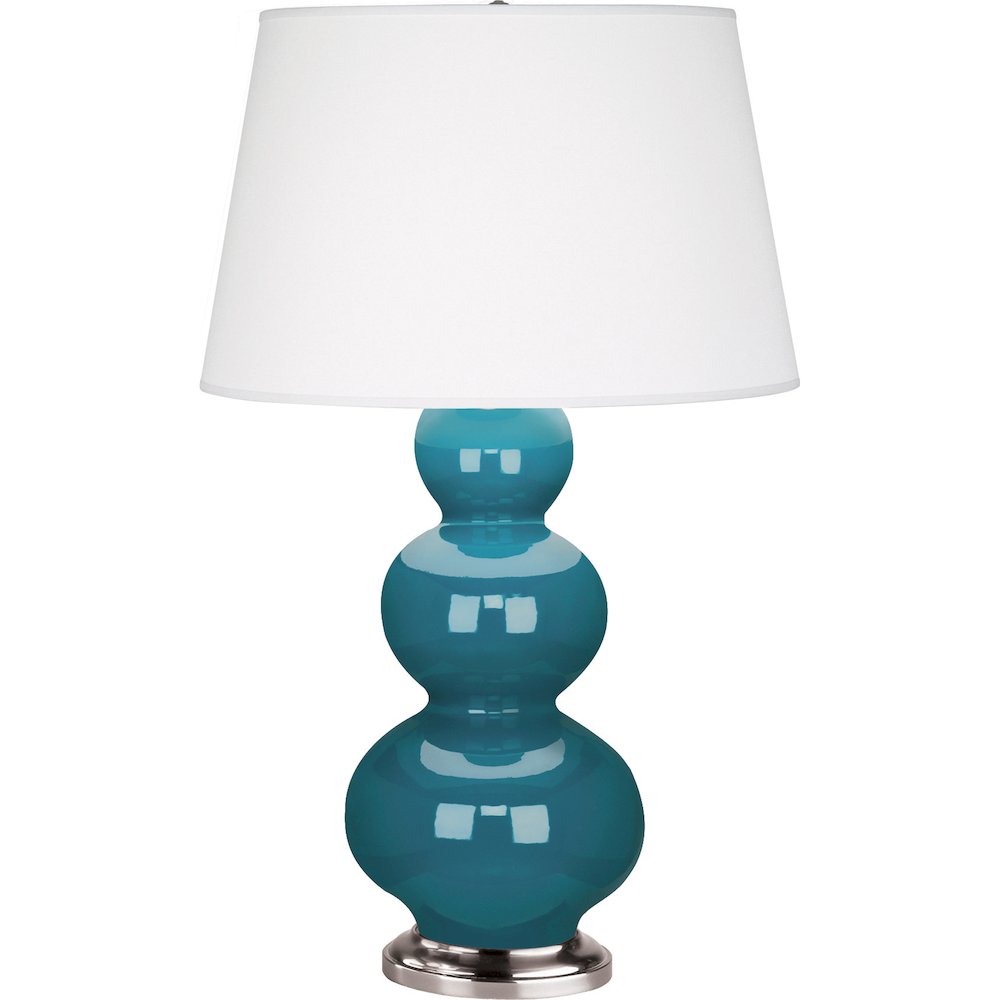 Peacock Triple Gourd Table Lamp in Peacock Glazed Ceramic Color. Picture 1