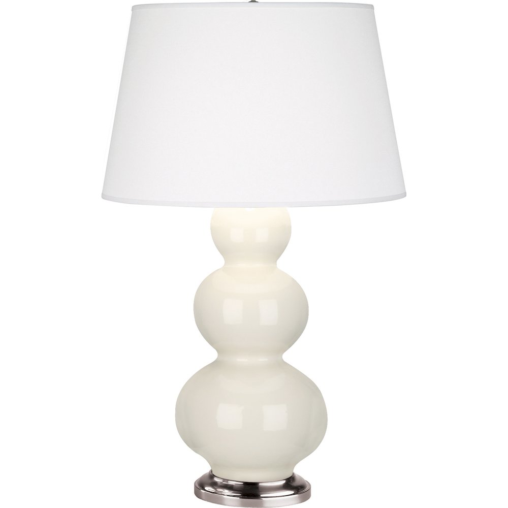 Bone Triple Gourd Table Lamp in Bone Glazed Ceramic Color. Picture 1