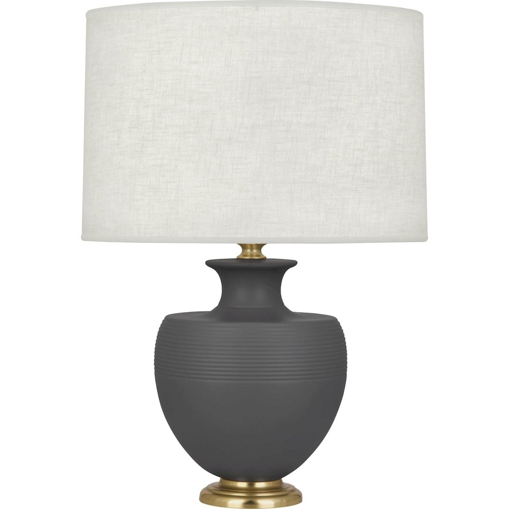 Matte Ash Michael Berman Atlas Table Lamp in Matte Ash Glazed Ceramic Color. Picture 1