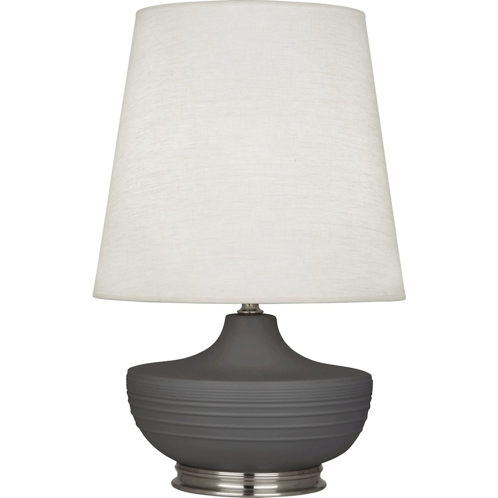 Matte Ash Michael Berman Nolan Table Lamp in Matte Ash Glazed Ceramic Color. Picture 1