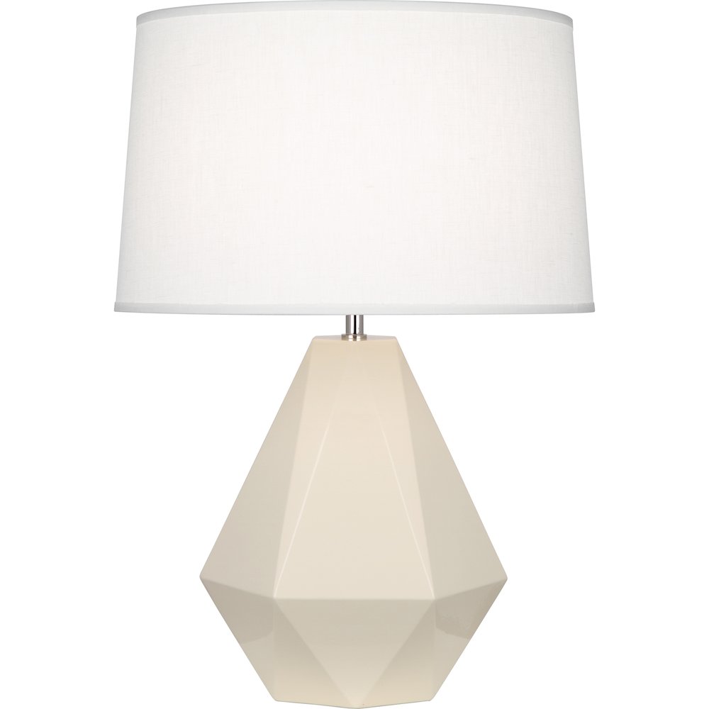 Bone Delta Table Lamp in Bone Glazed Ceramic Color. Picture 1