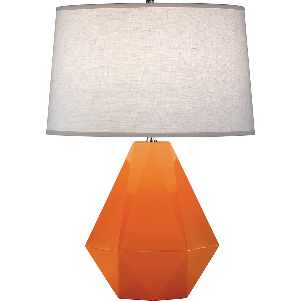 Pumpkin Delta Table Lamp in Pumpkin Glazed Ceramic Color. Picture 1