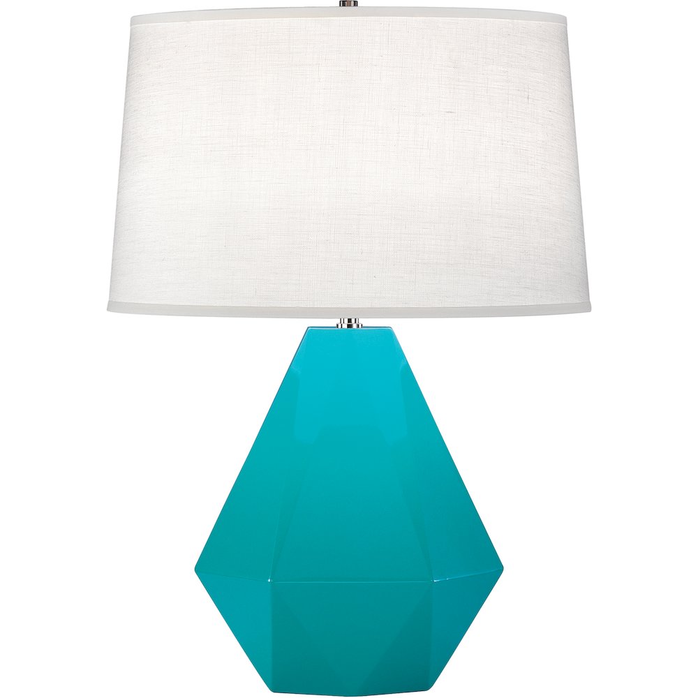 Egg Blue Delta Table Lamp in Egg Blue Glazed Ceramic Color. Picture 1