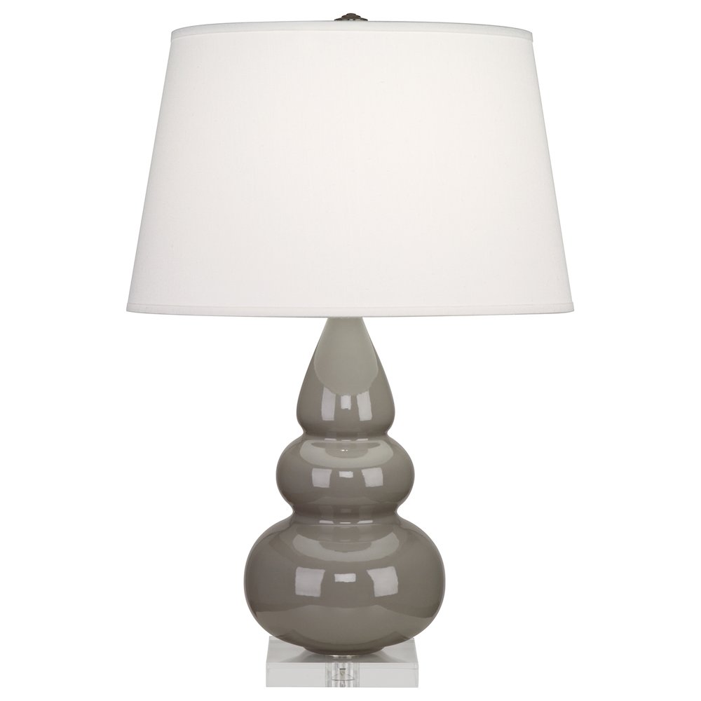 Smokey Taupe Small Triple Gourd Accent Lamp in Smoky Taupe Glazed Ceramic Color. Picture 1