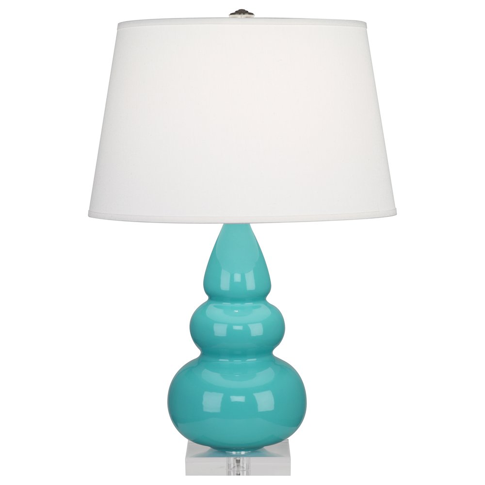 Egg Blue Small Triple Gourd Accent Lamp in Egg Blue Glazed Ceramic Color. Picture 1