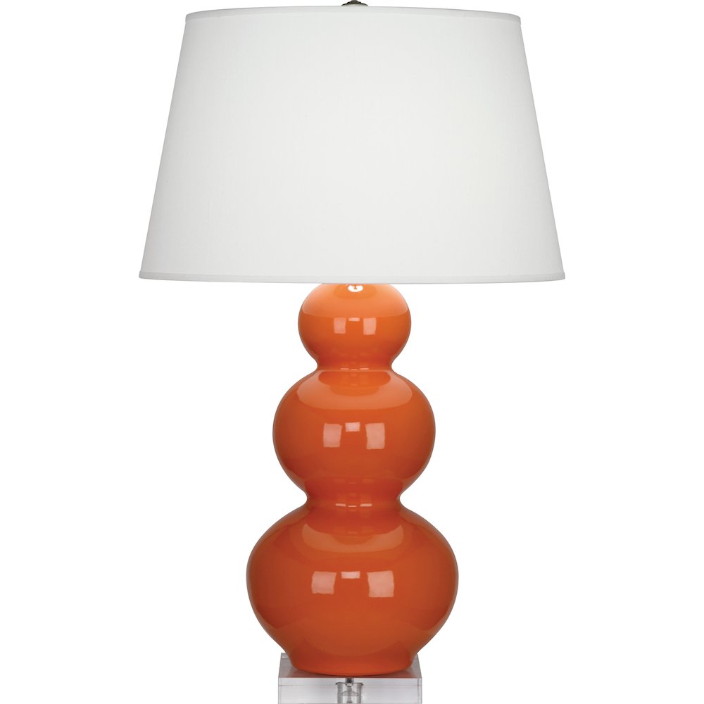 Pumpkin Triple Gourd Table Lamp in Pumpkin Glazed Ceramic Color. Picture 1
