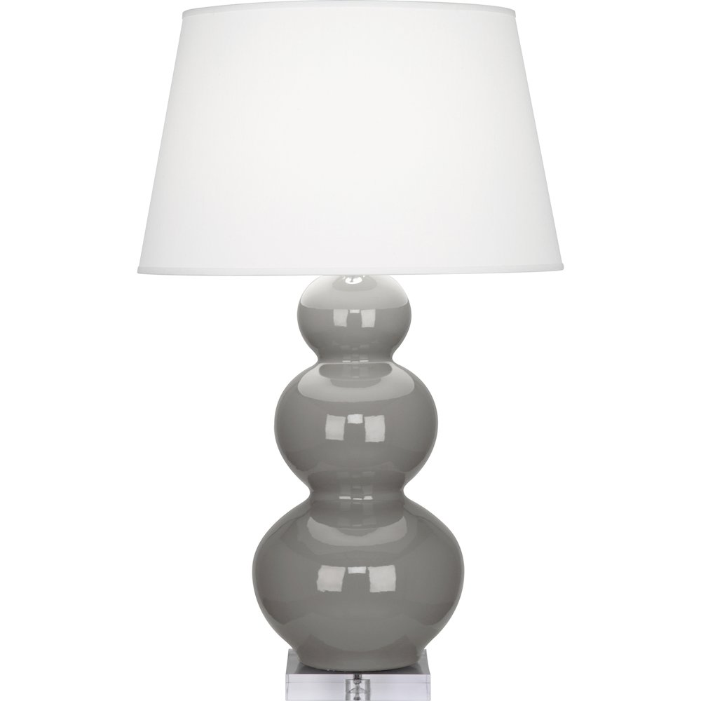 Smokey Taupe Triple Gourd Table Lamp in Smoky Taupe Glazed Ceramic Color. Picture 1
