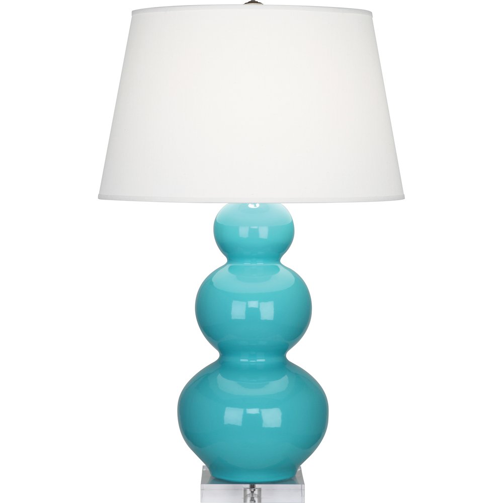 Egg Blue Triple Gourd Table Lamp in Egg Blue Glazed Ceramic Color. Picture 1