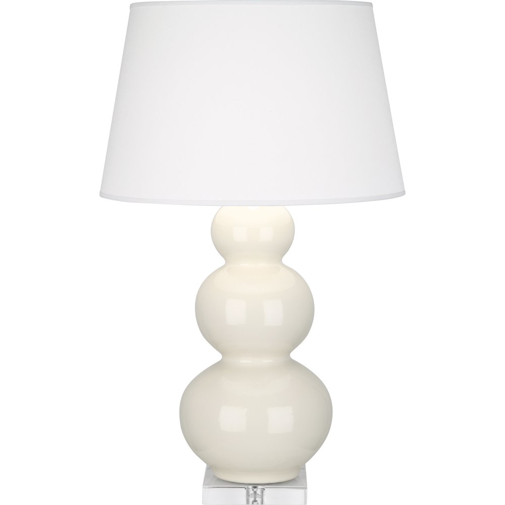 Bone Triple Gourd Table Lamp in Bone Glazed Ceramic Color. Picture 1