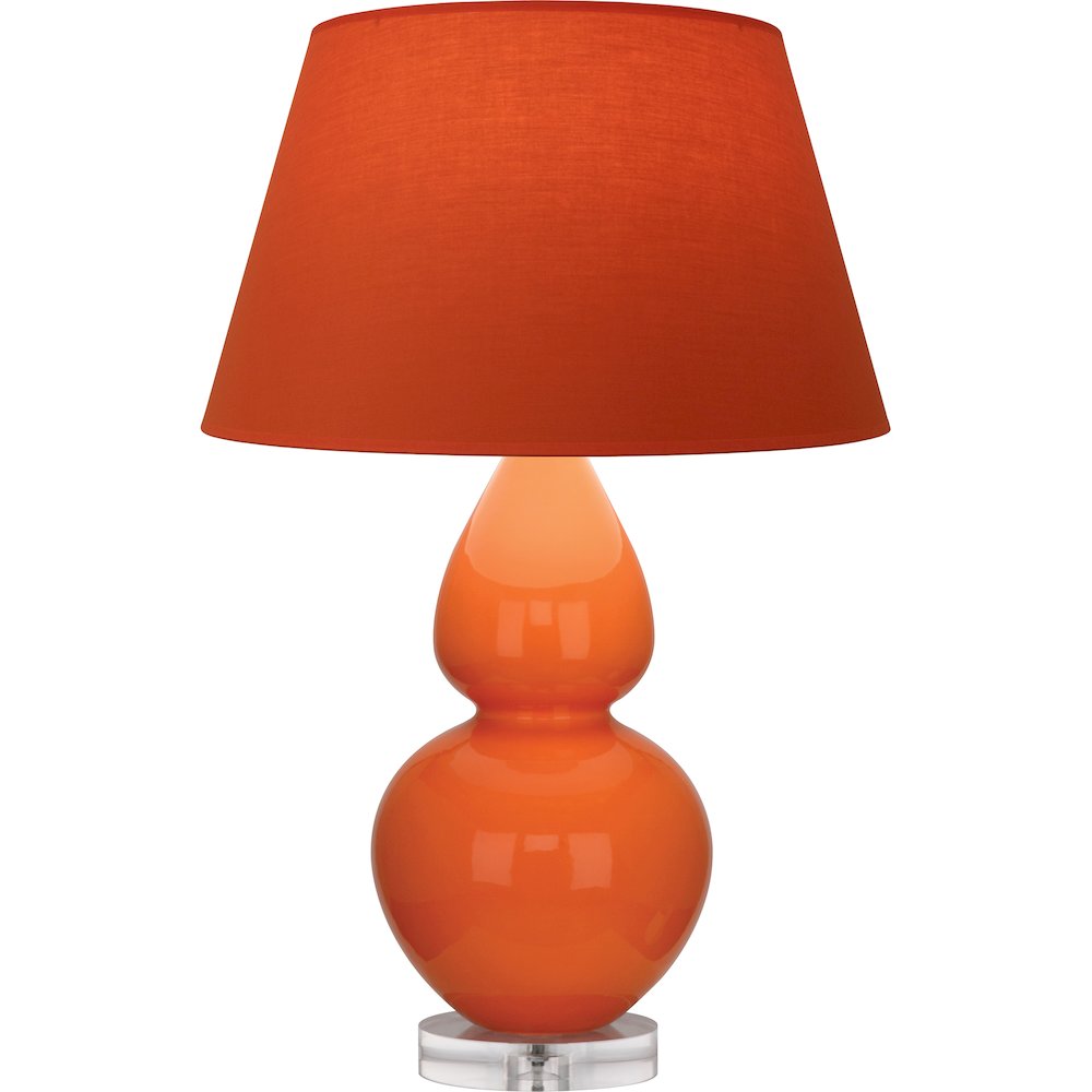 Pumpkin Double Gourd Table Lamp in Pumpkin Glazed Ceramic Color. Picture 1