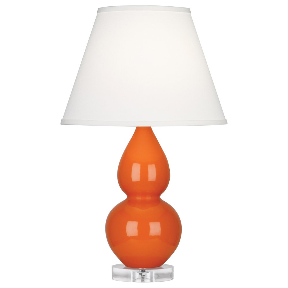 Pumpkin Small Double Gourd Accent Lamp in Pumpkin Glazed Ceramic Color. Picture 1