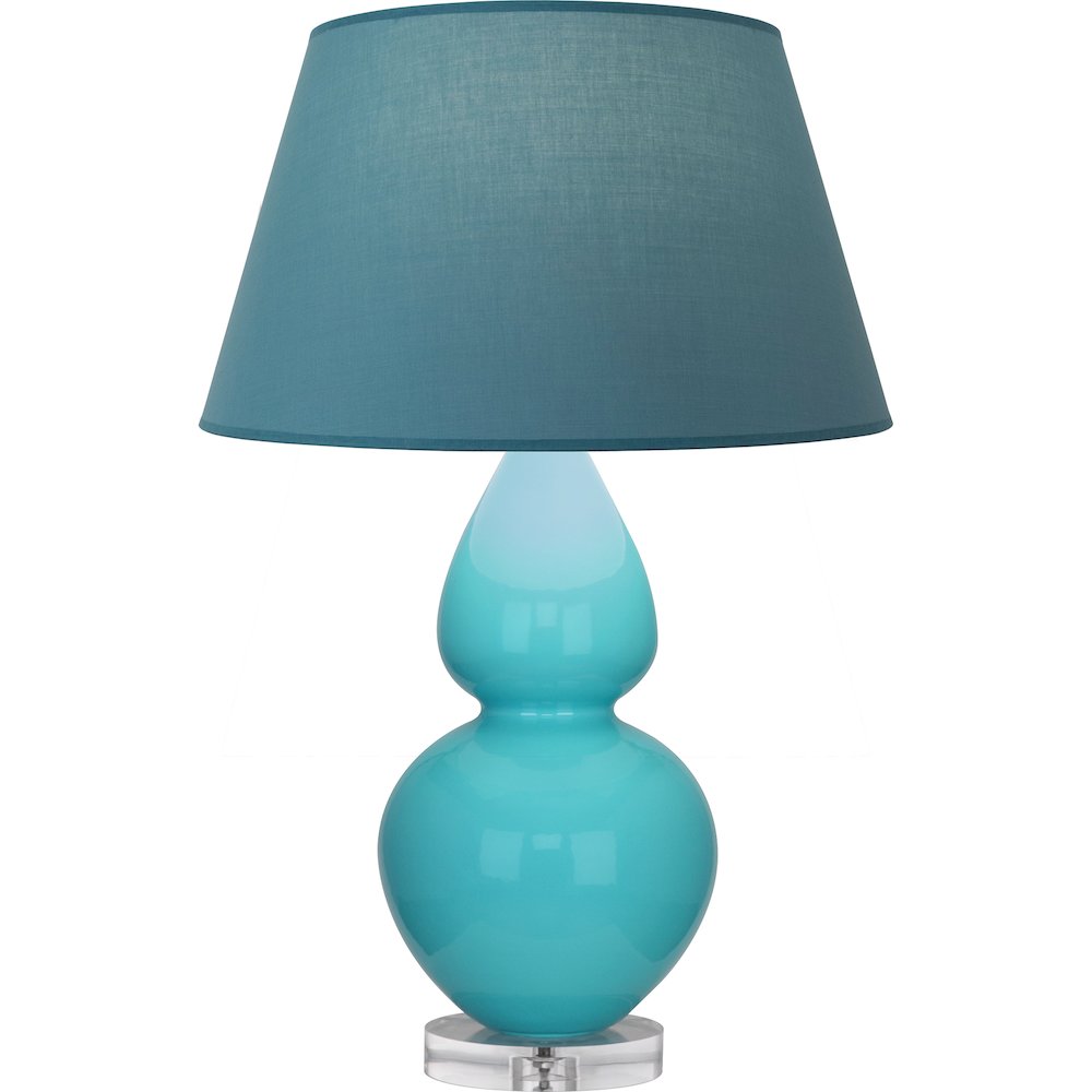 Egg Blue Double Gourd Table Lamp in Egg Blue Glazed Ceramic Color. Picture 1