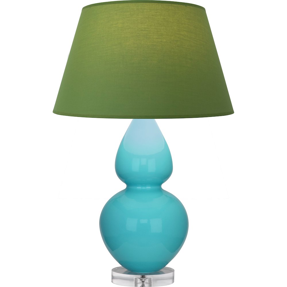 Egg Blue Double Gourd Table Lamp in Egg Blue Glazed Ceramic Color. Picture 1