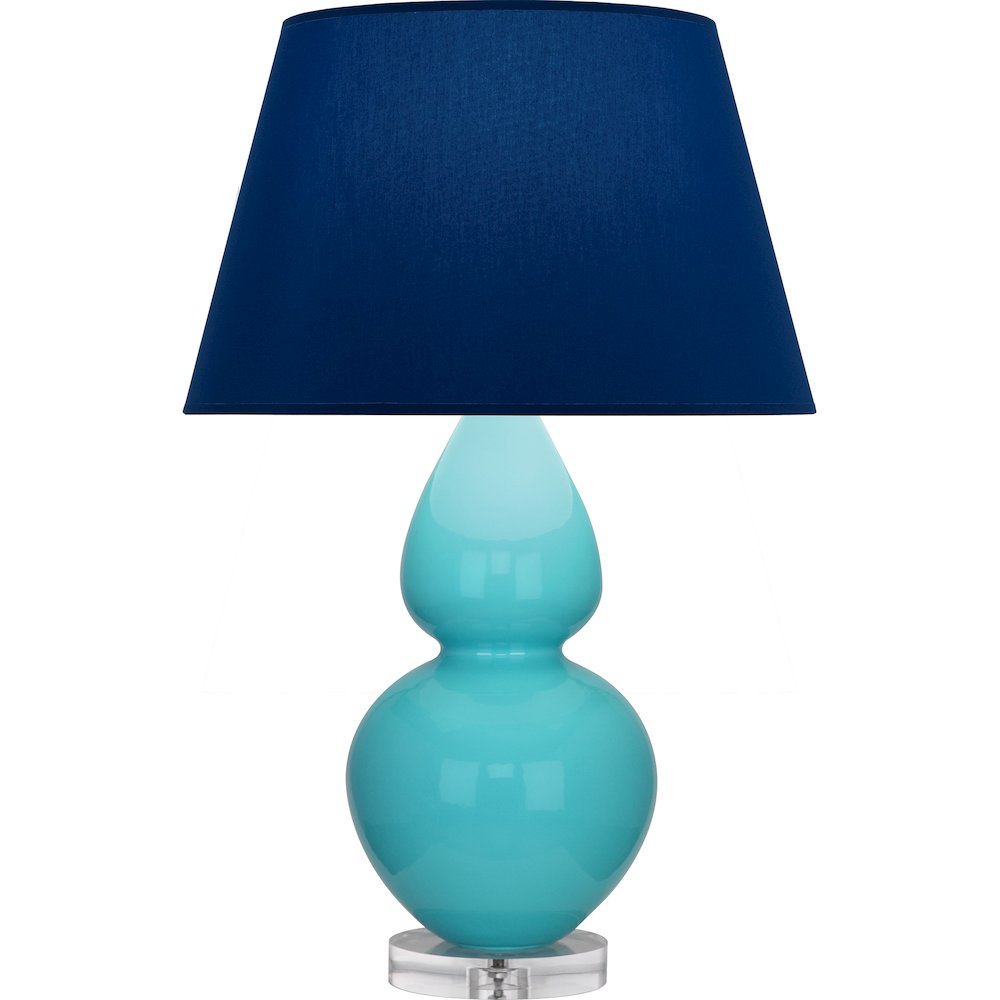 Egg Blue Double Gourd Table Lamp in Egg Blue Glazed Ceramic Color. Picture 1