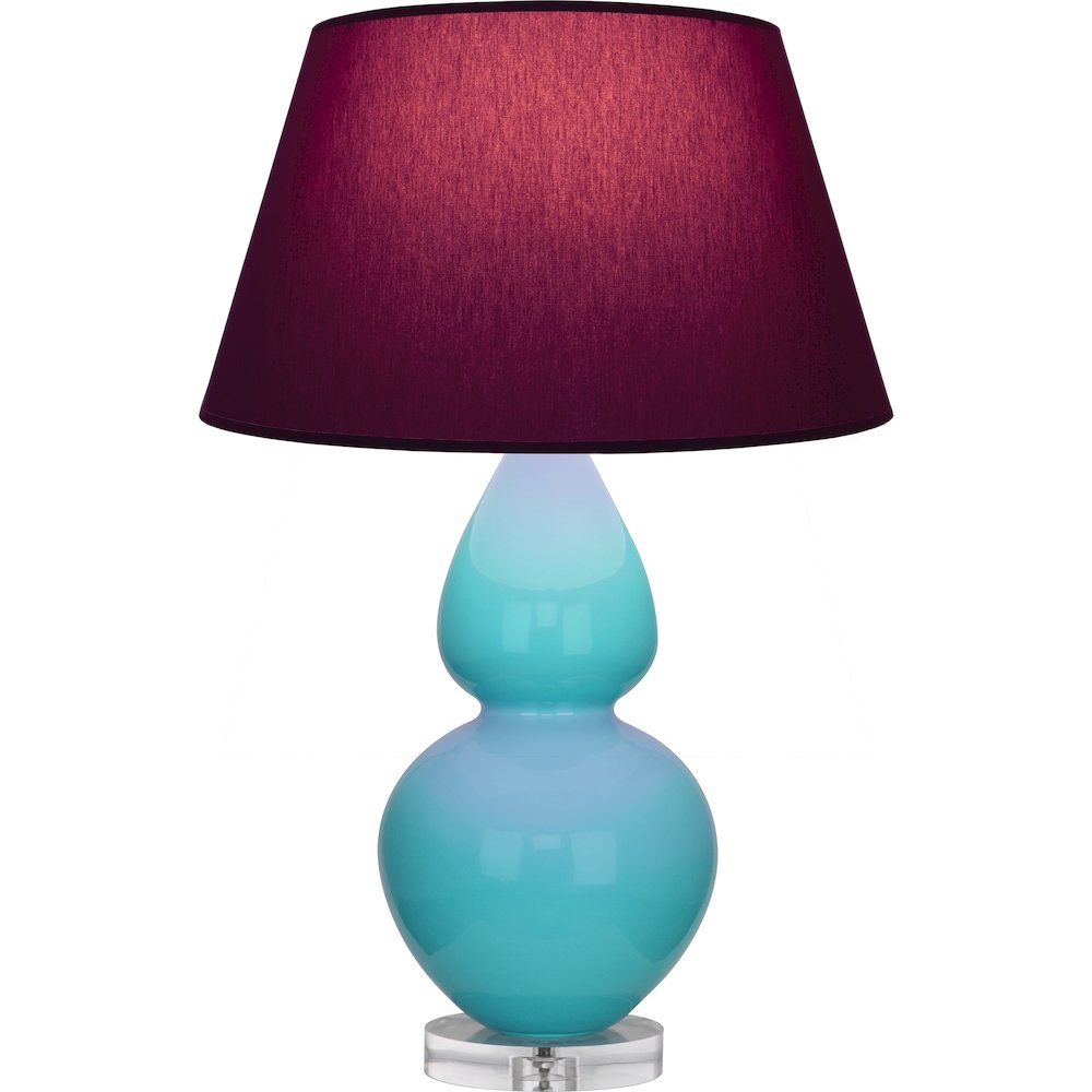 Egg Blue Double Gourd Table Lamp in Egg Blue Glazed Ceramic Color. Picture 1