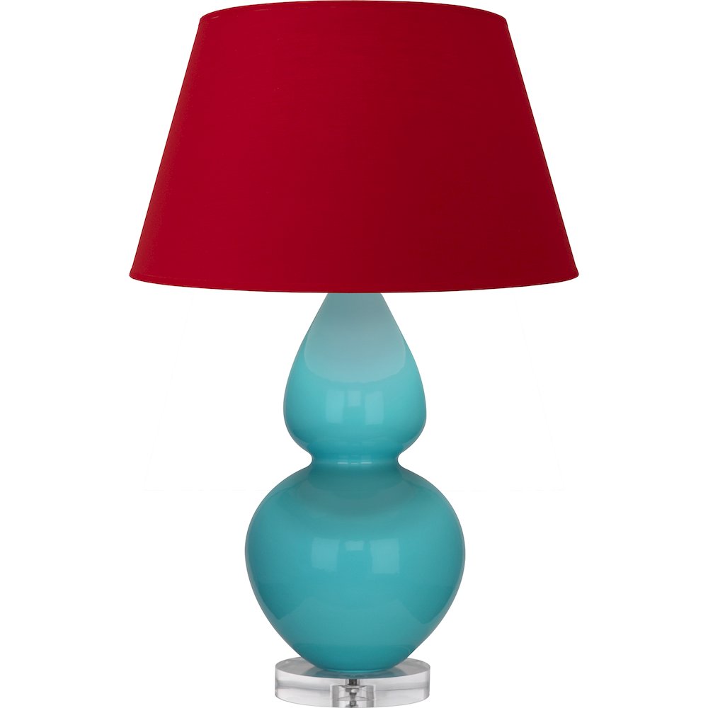 Egg Blue Double Gourd Table Lamp in Egg Blue Glazed Ceramic Color. Picture 1