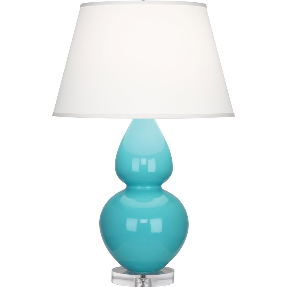 Egg Blue Double Gourd Table Lamp in Egg Blue Glazed Ceramic Color. Picture 1