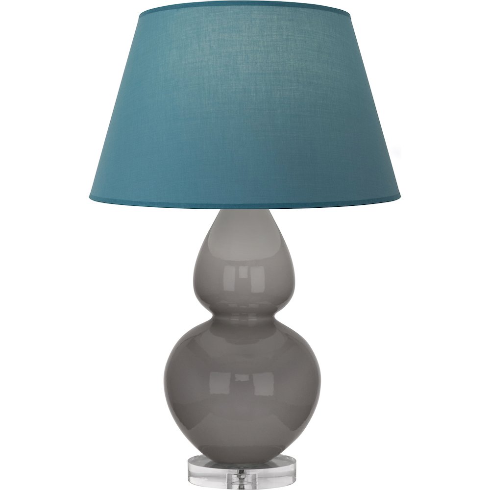 Smokey Taupe Double Gourd Table Lamp in Smokey Taupe Glazed Ceramic Color. Picture 1