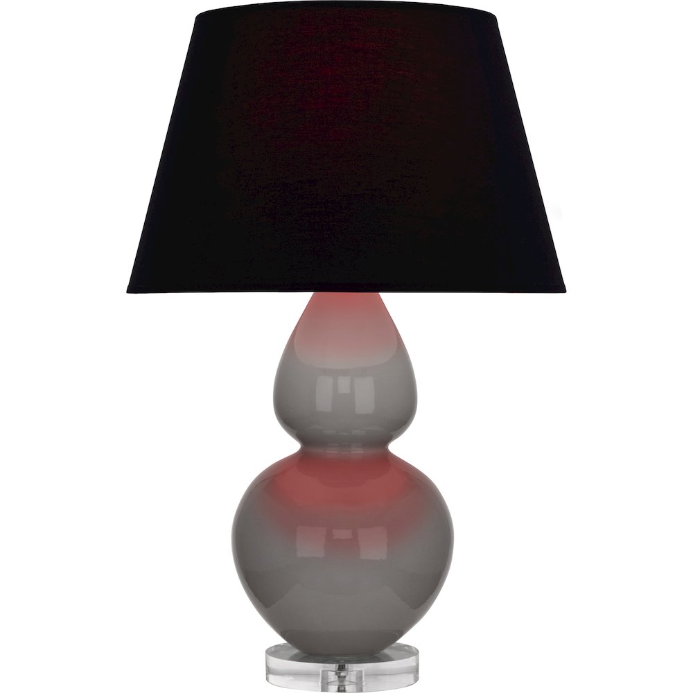 Smokey Taupe Double Gourd Table Lamp in Smokey Taupe Glazed Ceramic Color. Picture 1