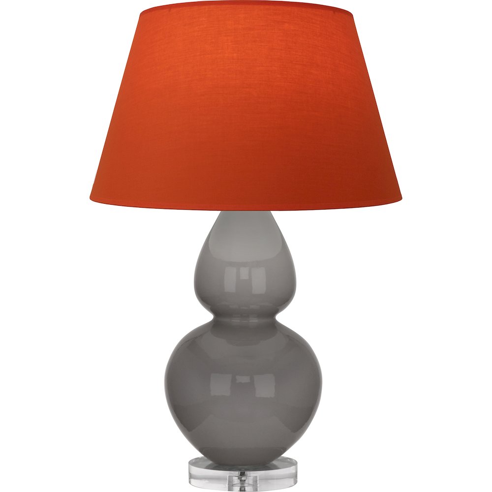 Smokey Taupe Double Gourd Table Lamp in Smokey Taupe Glazed Ceramic Color. Picture 1