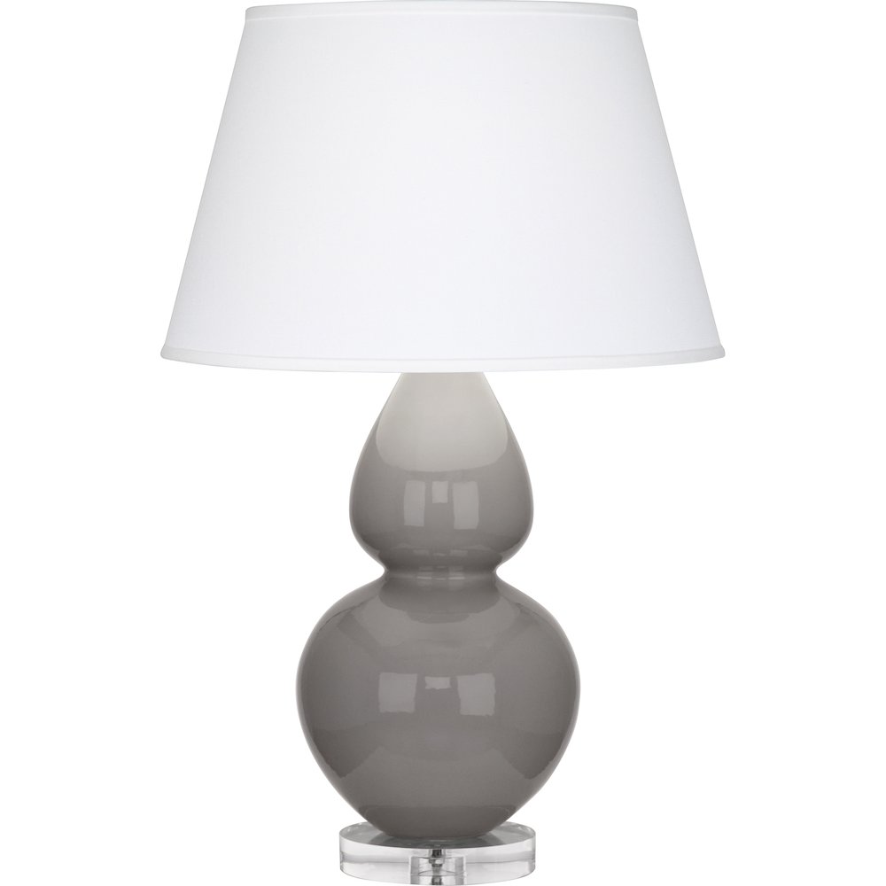 Smokey Taupe Double Gourd Table Lamp in Smokey Taupe Glazed Ceramic Color. Picture 1