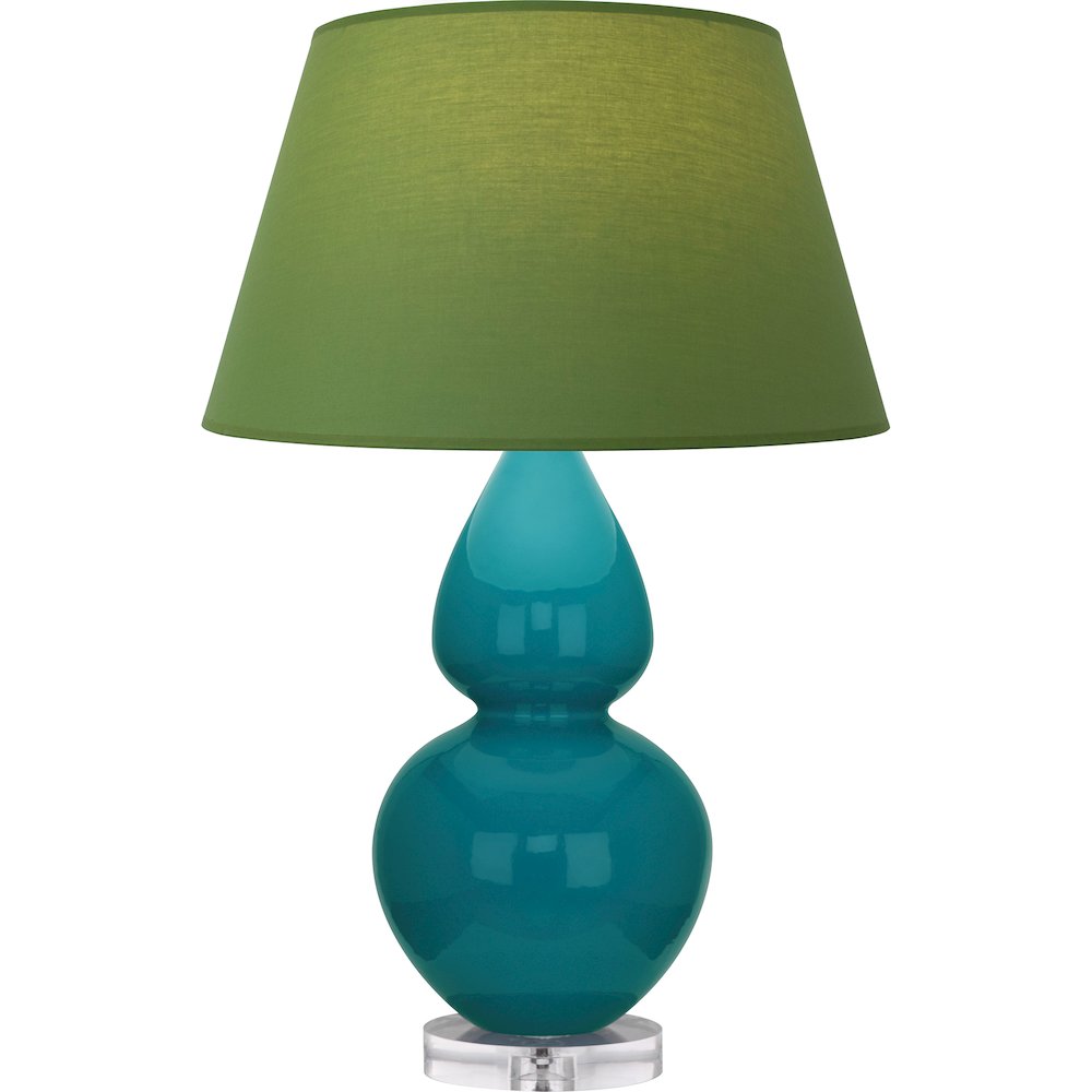 Peacock Double Gourd Table Lamp in Peacock Glazed Ceramic Color. Picture 1