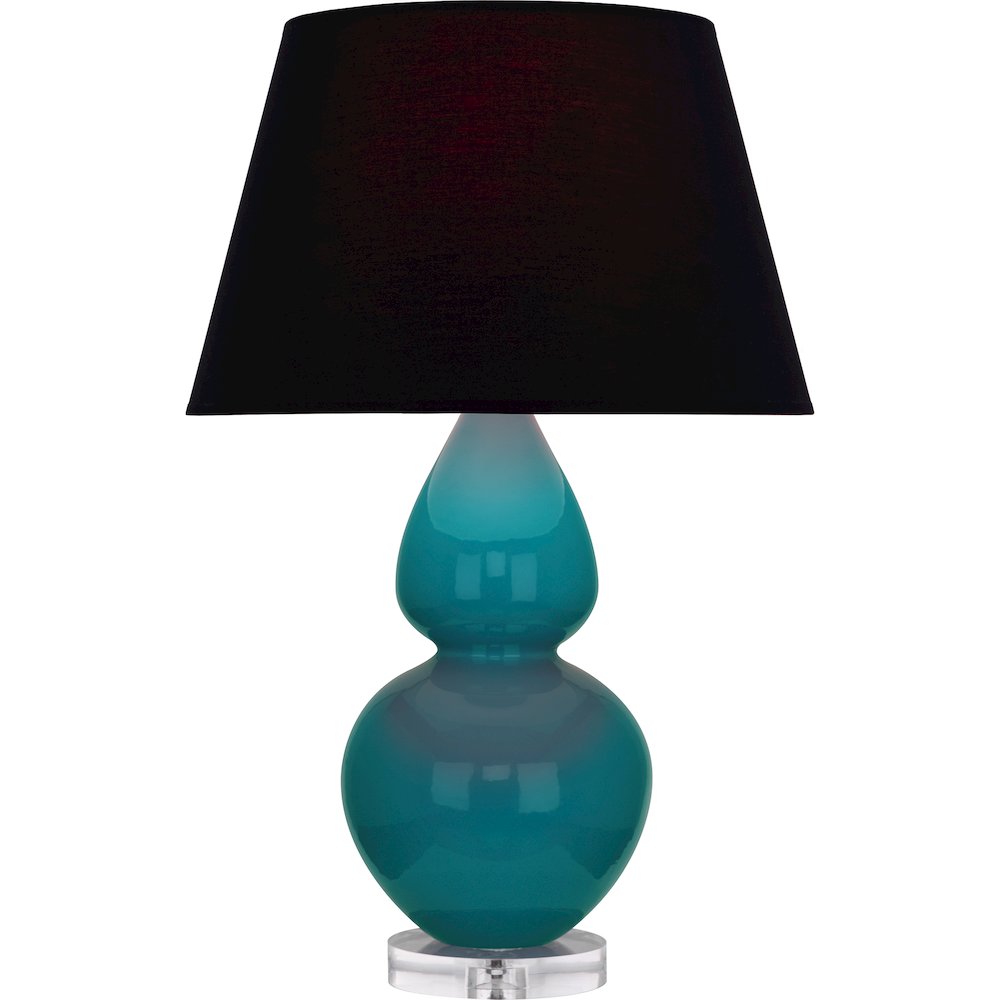 Peacock Double Gourd Table Lamp in Peacock Glazed Ceramic Color. Picture 1