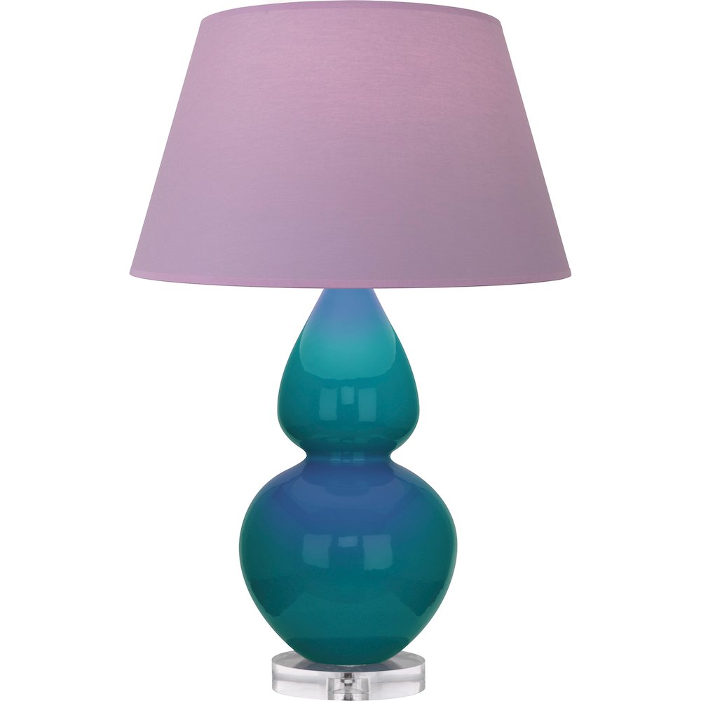 Peacock Double Gourd Table Lamp in Peacock Glazed Ceramic Color. Picture 1