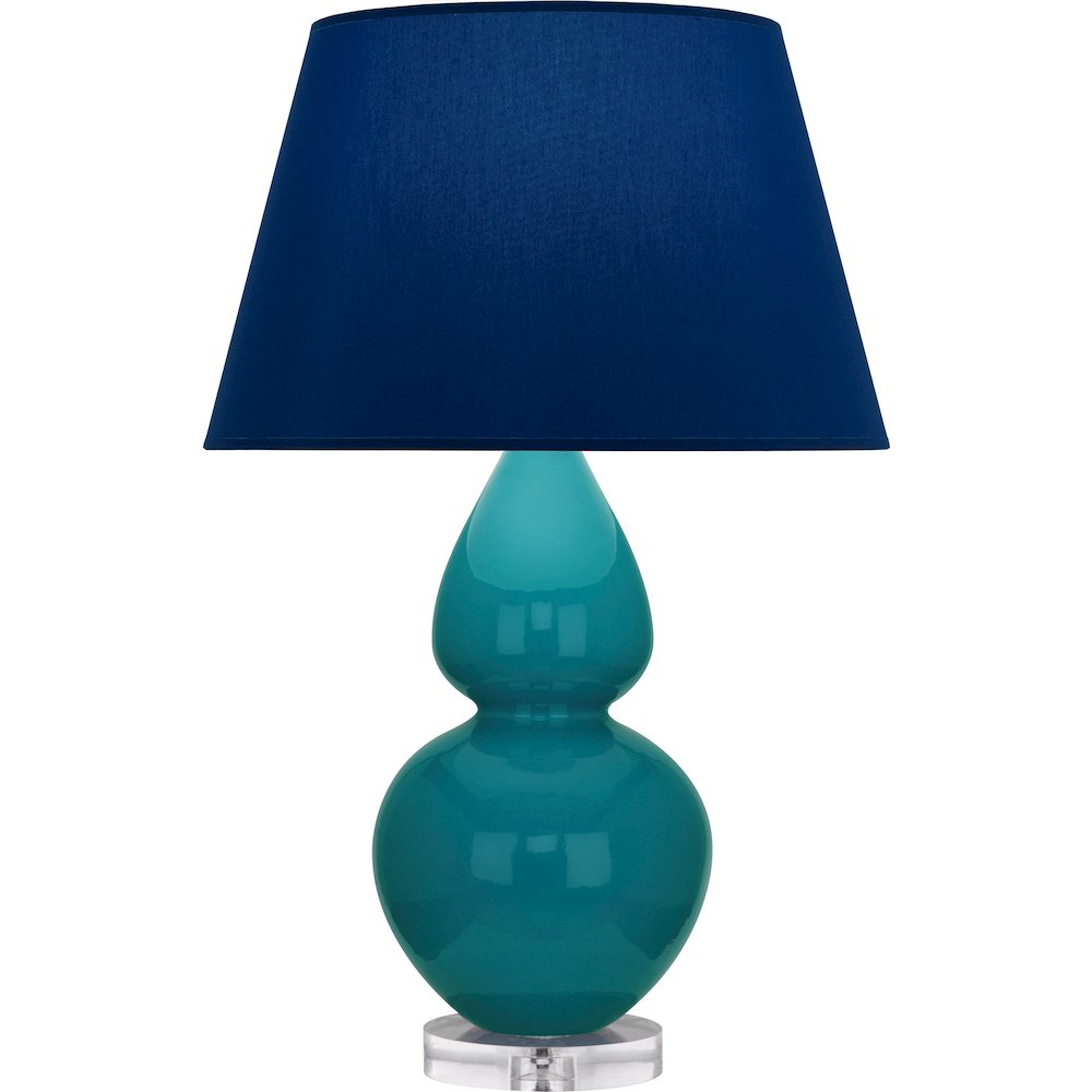 Peacock Double Gourd Table Lamp in Peacock Glazed Ceramic Color. Picture 1